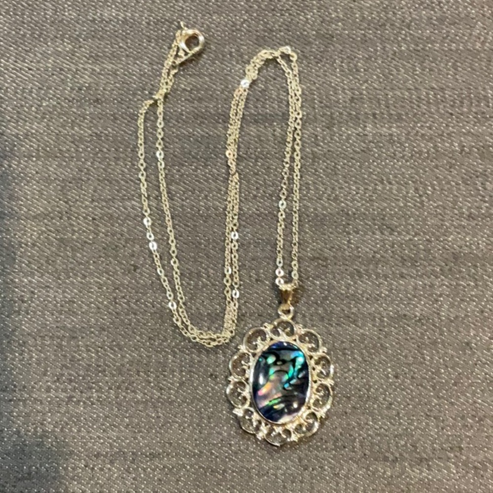 2 necklaces. - Oval necklace, silver tone and silver tone chain 22”.